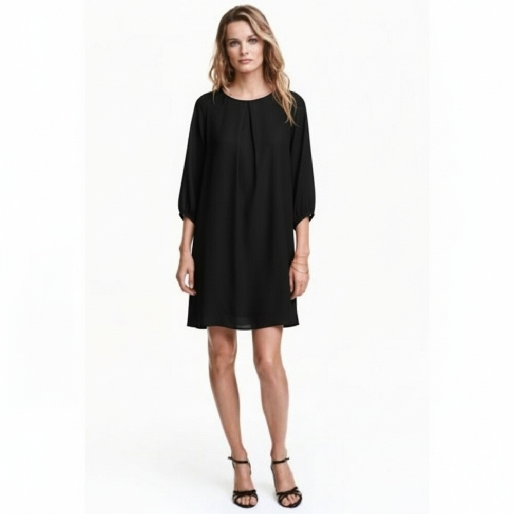 H&M 3/4 Sleeve Shift Dress Black